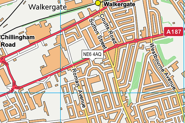 NE6 4AQ map - OS VectorMap District (Ordnance Survey)