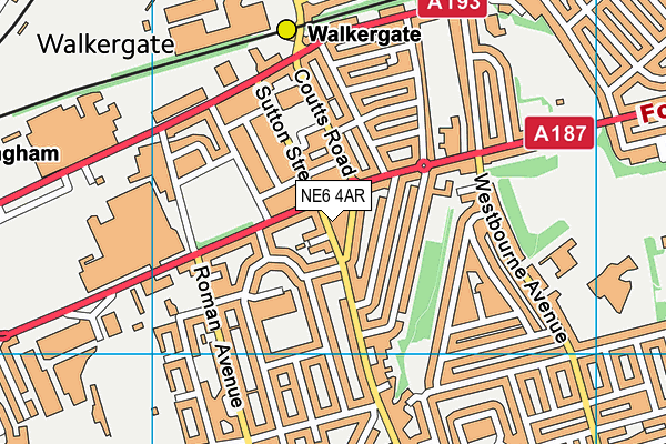 NE6 4AR map - OS VectorMap District (Ordnance Survey)