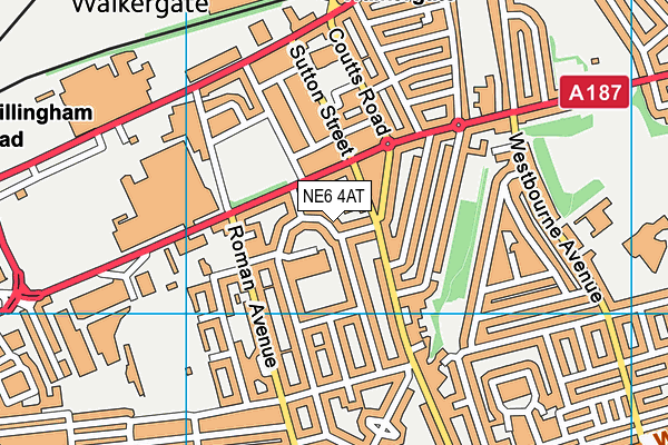 NE6 4AT map - OS VectorMap District (Ordnance Survey)