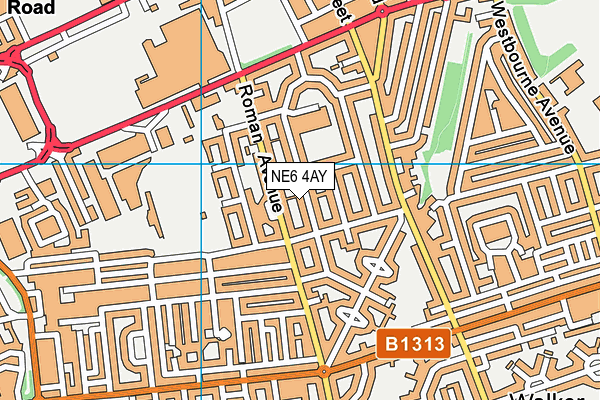 NE6 4AY map - OS VectorMap District (Ordnance Survey)