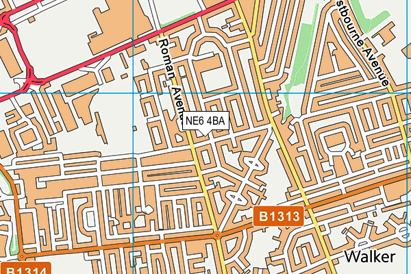 NE6 4BA map - OS VectorMap District (Ordnance Survey)