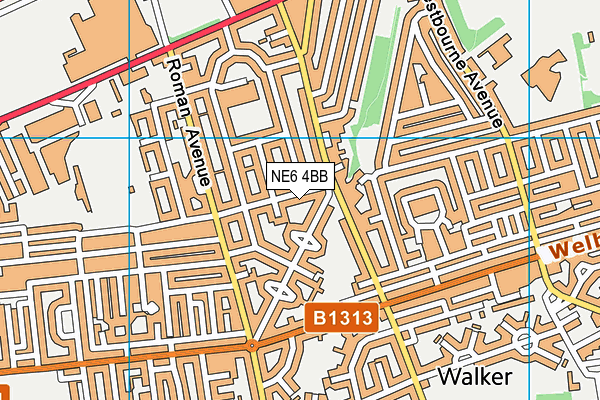 NE6 4BB map - OS VectorMap District (Ordnance Survey)