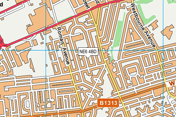 NE6 4BD map - OS VectorMap District (Ordnance Survey)