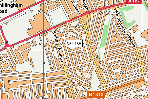 NE6 4BE map - OS VectorMap District (Ordnance Survey)