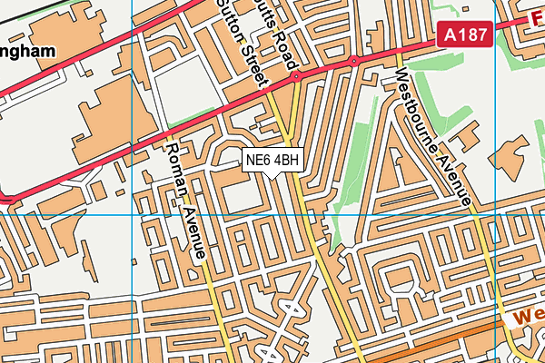 NE6 4BH map - OS VectorMap District (Ordnance Survey)