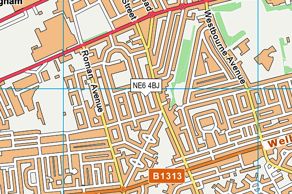 NE6 4BJ map - OS VectorMap District (Ordnance Survey)
