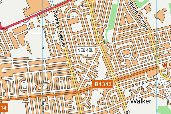 NE6 4BL map - OS VectorMap District (Ordnance Survey)