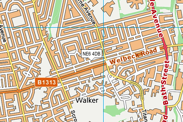 NE6 4DB map - OS VectorMap District (Ordnance Survey)