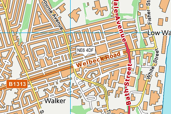 NE6 4DF map - OS VectorMap District (Ordnance Survey)