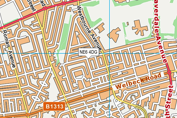 NE6 4DG map - OS VectorMap District (Ordnance Survey)