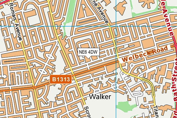 NE6 4DW map - OS VectorMap District (Ordnance Survey)