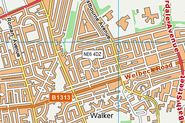 NE6 4DZ map - OS VectorMap District (Ordnance Survey)