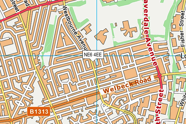 NE6 4EE map - OS VectorMap District (Ordnance Survey)