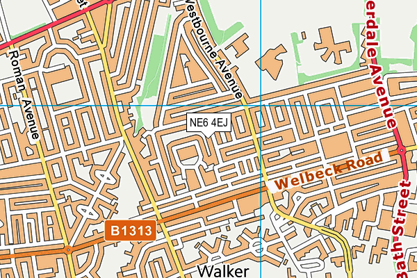 NE6 4EJ map - OS VectorMap District (Ordnance Survey)