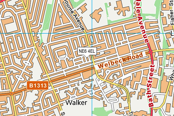 NE6 4EL map - OS VectorMap District (Ordnance Survey)