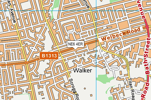 NE6 4ER map - OS VectorMap District (Ordnance Survey)