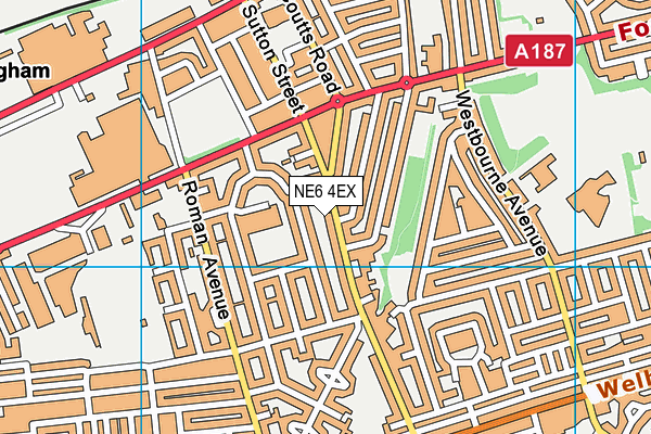 NE6 4EX map - OS VectorMap District (Ordnance Survey)