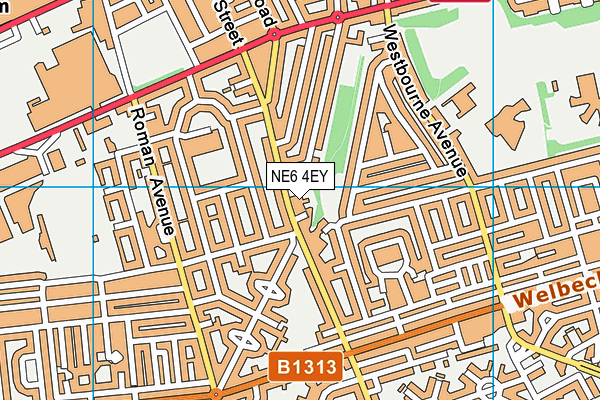 NE6 4EY map - OS VectorMap District (Ordnance Survey)
