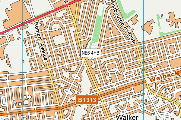 NE6 4HB map - OS VectorMap District (Ordnance Survey)