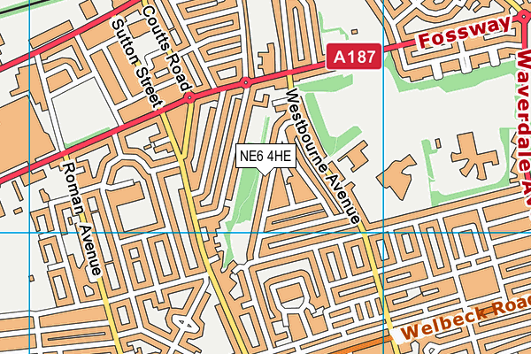 NE6 4HE map - OS VectorMap District (Ordnance Survey)