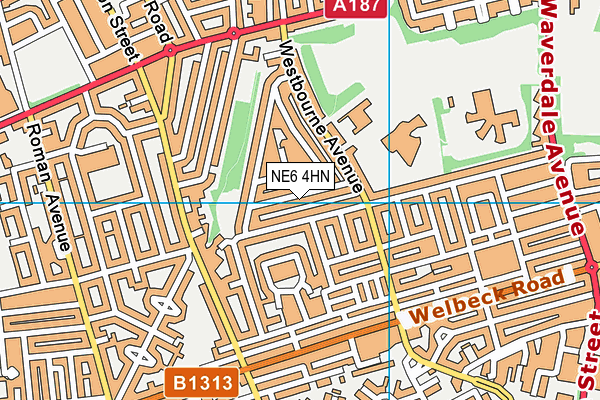 NE6 4HN map - OS VectorMap District (Ordnance Survey)