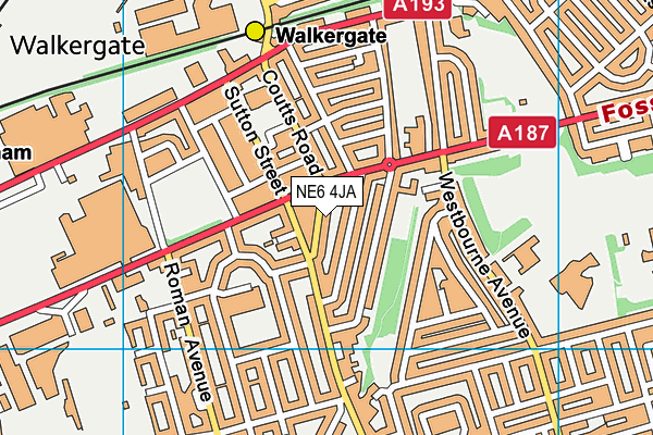 NE6 4JA map - OS VectorMap District (Ordnance Survey)