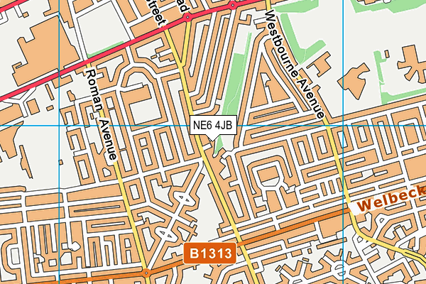 NE6 4JB map - OS VectorMap District (Ordnance Survey)