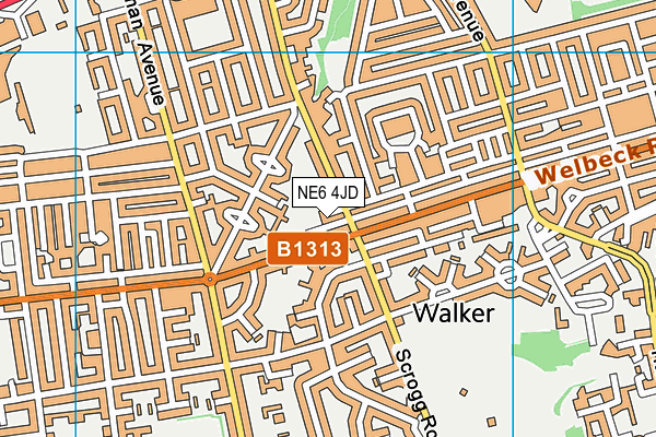 NE6 4JD map - OS VectorMap District (Ordnance Survey)