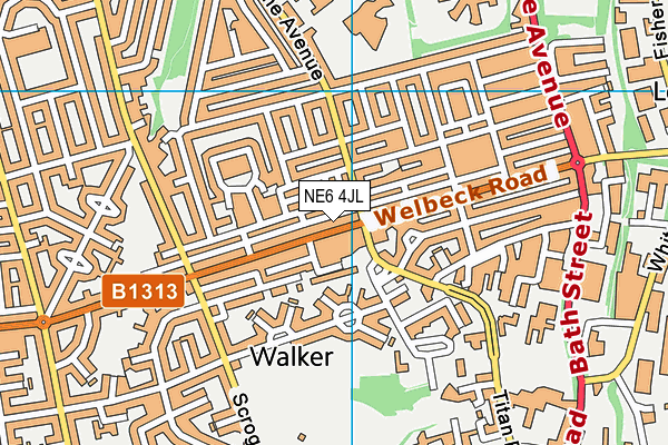 NE6 4JL map - OS VectorMap District (Ordnance Survey)