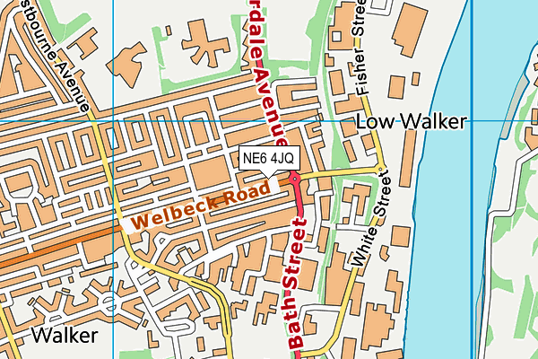 NE6 4JQ map - OS VectorMap District (Ordnance Survey)