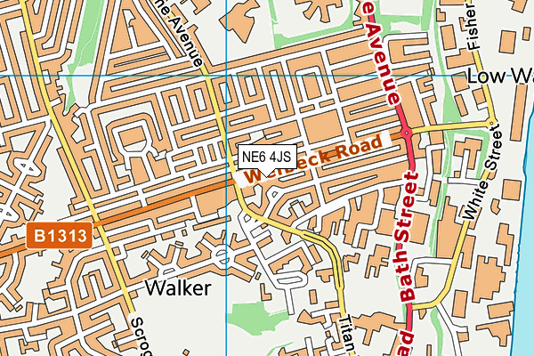 NE6 4JS map - OS VectorMap District (Ordnance Survey)