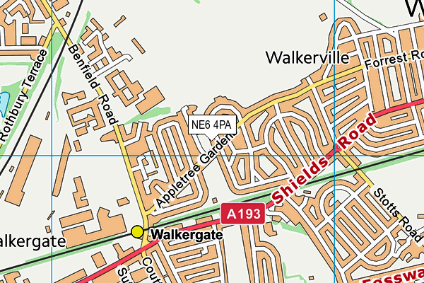 NE6 4PA map - OS VectorMap District (Ordnance Survey)