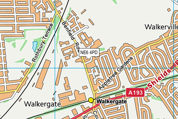 NE6 4PD map - OS VectorMap District (Ordnance Survey)