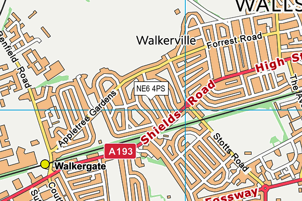 NE6 4PS map - OS VectorMap District (Ordnance Survey)