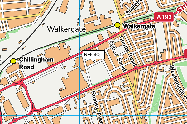 NE6 4QT map - OS VectorMap District (Ordnance Survey)