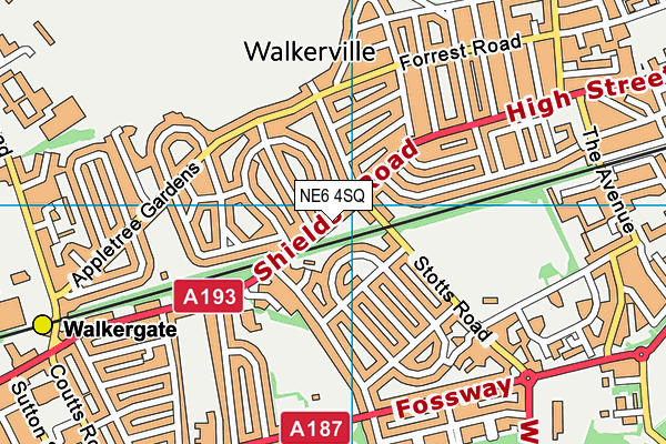 NE6 4SQ map - OS VectorMap District (Ordnance Survey)