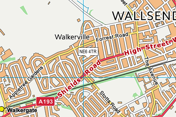 NE6 4TR map - OS VectorMap District (Ordnance Survey)