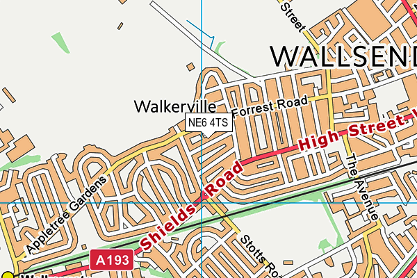 NE6 4TS map - OS VectorMap District (Ordnance Survey)