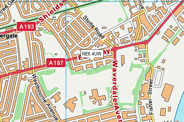 NE6 4UW map - OS VectorMap District (Ordnance Survey)