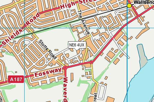 NE6 4UX map - OS VectorMap District (Ordnance Survey)