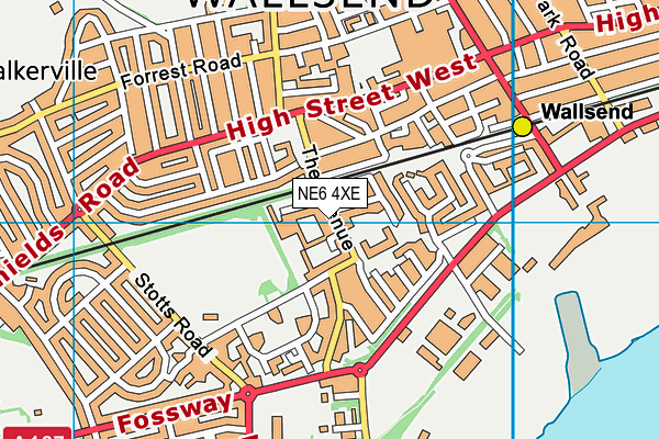 NE6 4XE map - OS VectorMap District (Ordnance Survey)