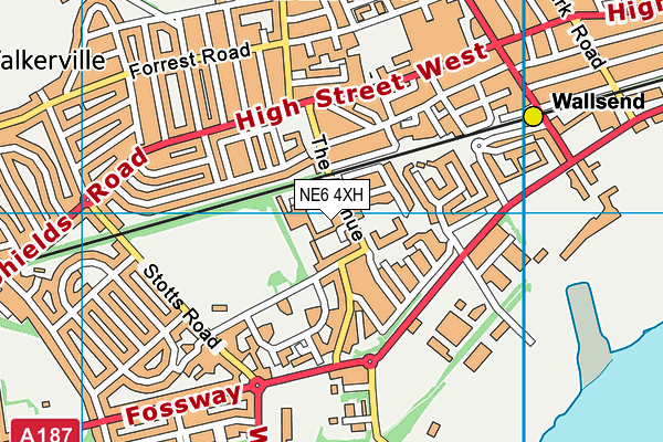 NE6 4XH map - OS VectorMap District (Ordnance Survey)
