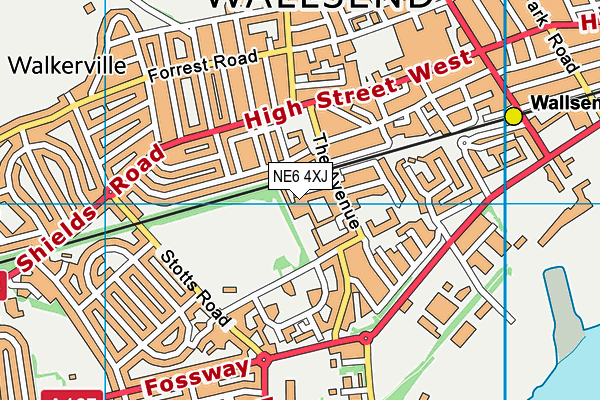 NE6 4XJ map - OS VectorMap District (Ordnance Survey)