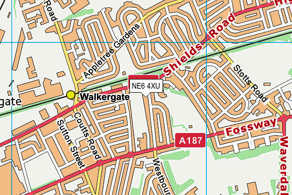 NE6 4XU map - OS VectorMap District (Ordnance Survey)