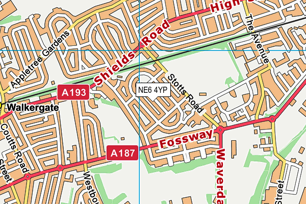 NE6 4YP map - OS VectorMap District (Ordnance Survey)