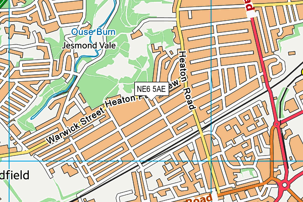 NE6 5AE map - OS VectorMap District (Ordnance Survey)