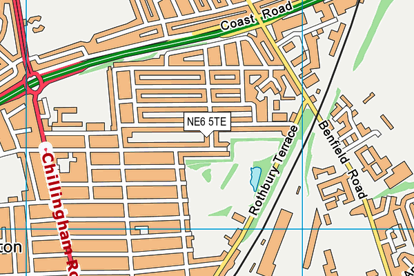 NE6 5TE map - OS VectorMap District (Ordnance Survey)