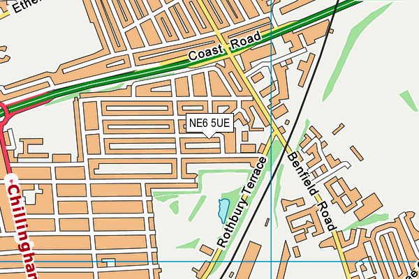 NE6 5UE map - OS VectorMap District (Ordnance Survey)