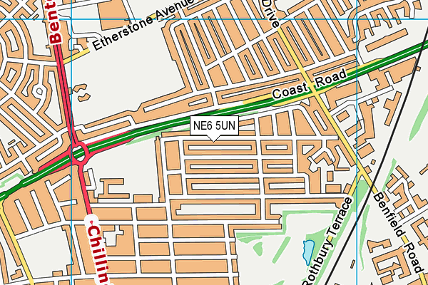 NE6 5UN map - OS VectorMap District (Ordnance Survey)