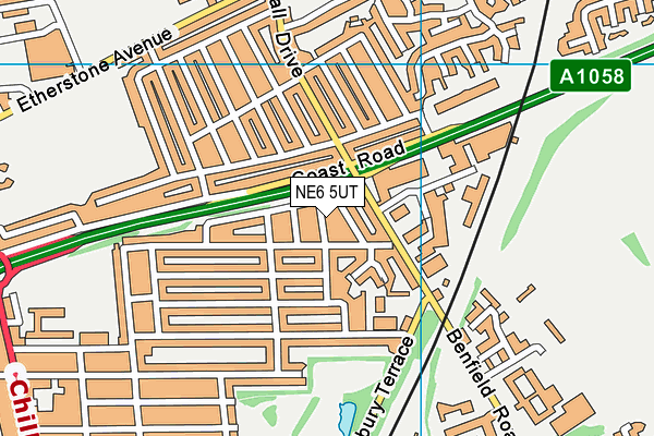 NE6 5UT map - OS VectorMap District (Ordnance Survey)
